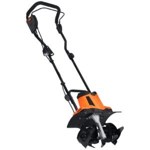 10 amp electric tiller, 14" tilling width 3.94" tilling depth corded electric tiller/cultivator, steel mn tines, rototiller for garden lawn soil digging