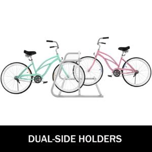 10 holders floor bike rack, 59" length all steel grid bike rack, 10 bike capacity dual side storage stand for garages streets yards bike events