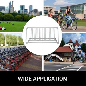 10 holders floor bike rack, 59" length all steel grid bike rack, 10 bike capacity dual side storage stand for garages streets yards bike events