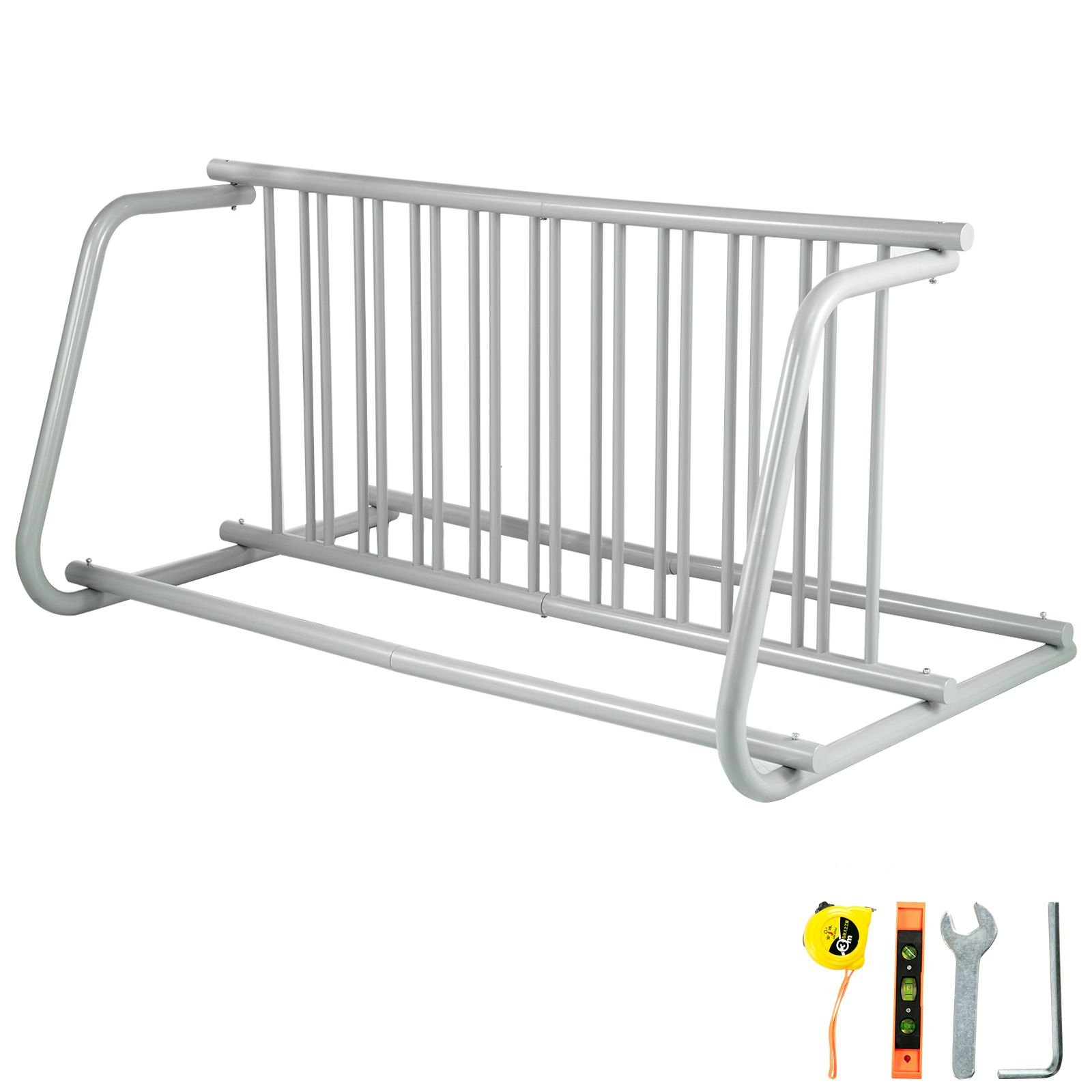 10 holders floor bike rack, 59" length all steel grid bike rack, 10 bike capacity dual side storage stand for garages streets yards bike events