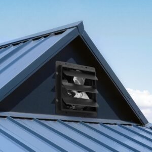 10 inch shutter exhaust fan, wall mounted attic vent fan with smart programming variable speed temperature control, 1000 cfm,ec motor,timer, for shed,garage,greenhouse ventilation cooling,black