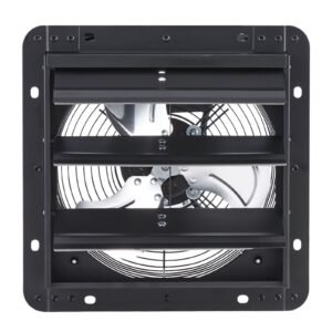 10 inch shutter exhaust fan, wall mounted attic vent fan with variable speed controller, 900 cfm, ac motor, heavy duty steel, low noise for shed, garage, greenhouse ventilation cooling, black