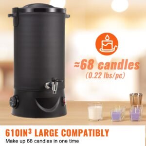 10 l wax melter for candle making, extra large electric wax melting pot, with easy pour spout and 9 level temp control, easy clean for candle soap cream beauty bulk production business or home