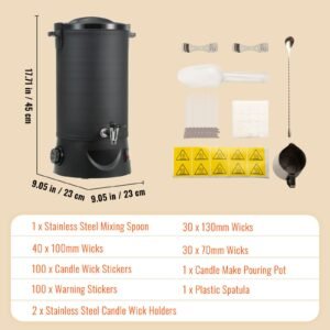 10 l wax melter for candle making, extra large electric wax melting pot, with easy pour spout and 9 level temp control, easy clean for candle soap cream beauty bulk production business or home