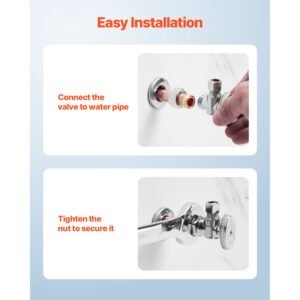 10 pack angle stop valve, 1/4 turn water shut off valves, 1/2" nominal (5/8" od) compression inlet x 3/8" od compression outlet shutoff valve for bathroom kitchen toilet shower plumbing