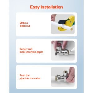 10 pack angle stop valve, push to connect water shut off valve 1/2" ptc x 3/8" od compression, 1/4 turn chrome plated brass shutoff valves for copper, cpvc, pe rt, pex pipe