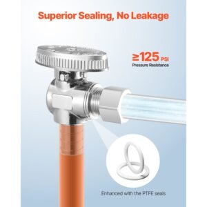 10 pack angle stop valve, water shut off valve 1/2" pex x 3/8" od compression, 1/4 turn chrome plated brass shutoff valves for bathroom kitchen toilet shower plumbing