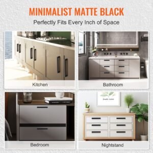 10 pack cabinet pulls, 3in / 76mm center to center slim square kitchen cabinet drawer, stainless steel modern kitchen cupboard door handles for kitchen bathroom bar hardware matte black