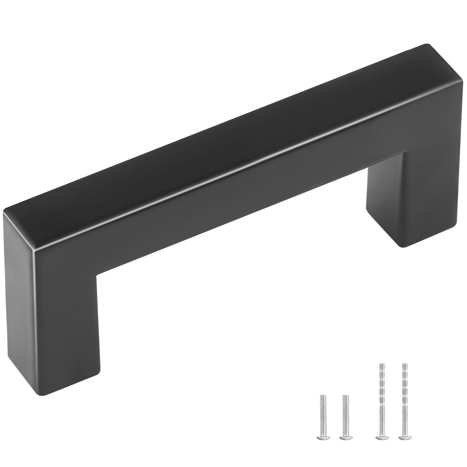 10 pack cabinet pulls, 3in / 76mm center to center slim square kitchen cabinet drawer, stainless steel modern kitchen cupboard door handles for kitchen bathroom bar hardware matte black