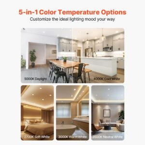 10 pack led recessed lighting, 4 inches, retrofit can lights, 750 lm 9w 120v, selectable 5cct 2700k/3000k/3500k/4000k/5000k, 10% to 100% dimmable, compatible with e26 base and tp24 connector