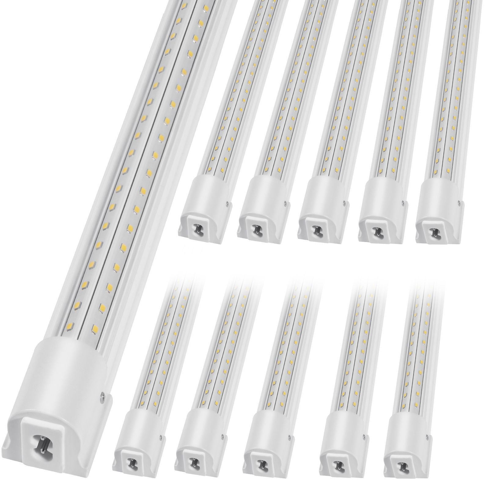 10 pack led shop light, 8 ft, 80w linkable shop light fixture, 10000 lm ceiling lights 59 in power cords with on/off switch 48 in connector cables, for garage warehouse home workkshop and office
