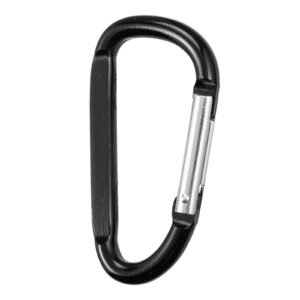 10 pcs black carabiner, caribeaner clip, spring snap hook for keychain clip, 3.07" aluminum alloy d ring shape carabeaner with 20 pcs keyring, multipurpose for camping, hiking, backpacking