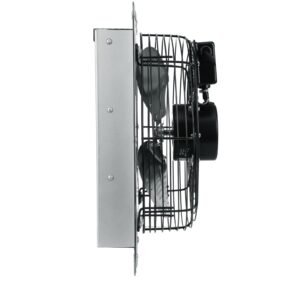 10'' shutter exhaust fan, high speed 820 cfm, aluminum wall mount attic fan with ac motor, ventilation and cooling for greenhouses, garages, sheds, shops, fcc