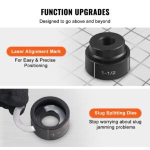 10 ton hydraulic knockout punch kit, 1/2" to 2" conduit hole cutter set, ko tool kits with puncher 6 piece, metal sheet driver tools, for aluminum, brass, stainless steel, fiberglass and plastic