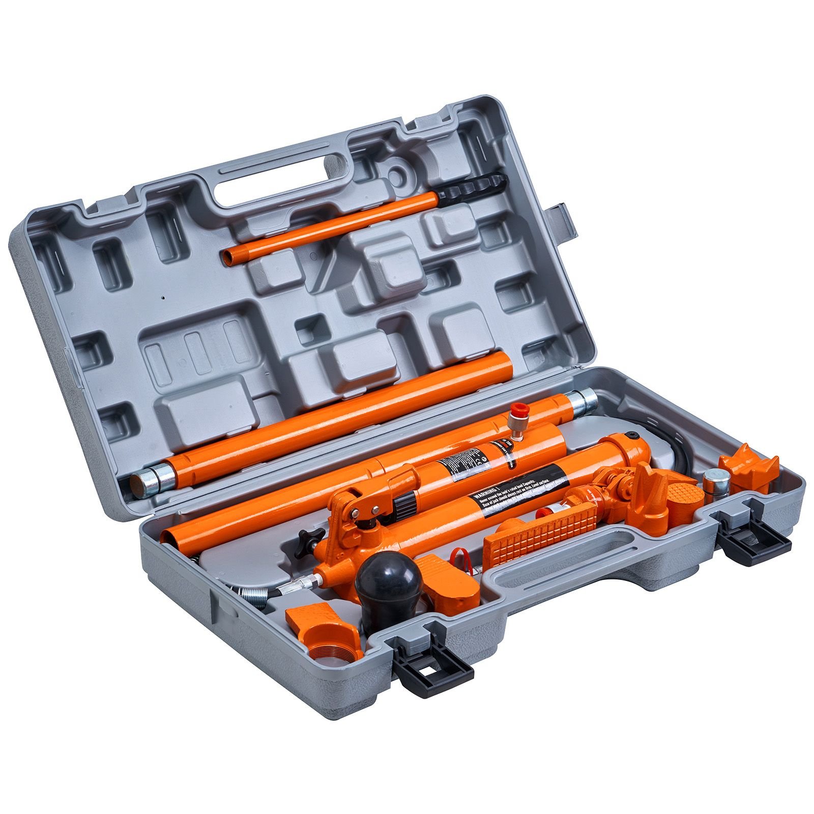 10 ton porta power kit, portable hydraulic jack with 4.6 ft/1.4 m oil hose, auto body frame repair kit with storage case for car repair, truck, farm