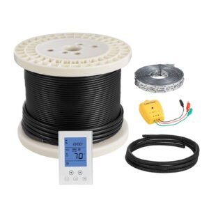 100 sqft Underfloor Heating Cable Kit, 120V Electric Radiant Heated Floor System, with Smart Control Thermostat & Alarm, Easy Installation for Tile, Stone, Vinyl, Home Improvement