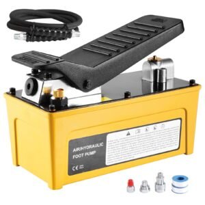 10,000PSI Air Hydraulic Pump, 0.42 Gal Reservoir, NPT 3/8 In Oil Outlet, NPT 1/4 In Inlet, Aluminum Shell Air Actuated Treadle Foot Pump, for Automobile Repair Frame Machine & Hydraulic Press