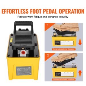 10,000psi air hydraulic pump, 0.42 gal reservoir, npt 3/8 in oil outlet, npt 1/4 in inlet, aluminum shell air actuated treadle foot pump, for automobile repair frame machine & hydraulic press
