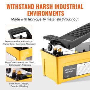 10,000psi air hydraulic pump, 0.42 gal reservoir, npt 3/8 in oil outlet, npt 1/4 in inlet, aluminum shell air actuated treadle foot pump, for automobile repair frame machine & hydraulic press