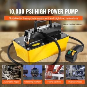 10,000psi air hydraulic pump, 0.61 gal reservoir, npt 3/8 in oil outlet, npt 1/4 in inlet, plastic air hydraulic pump with remote control actuator, for automobile frame machine & hydraulic press