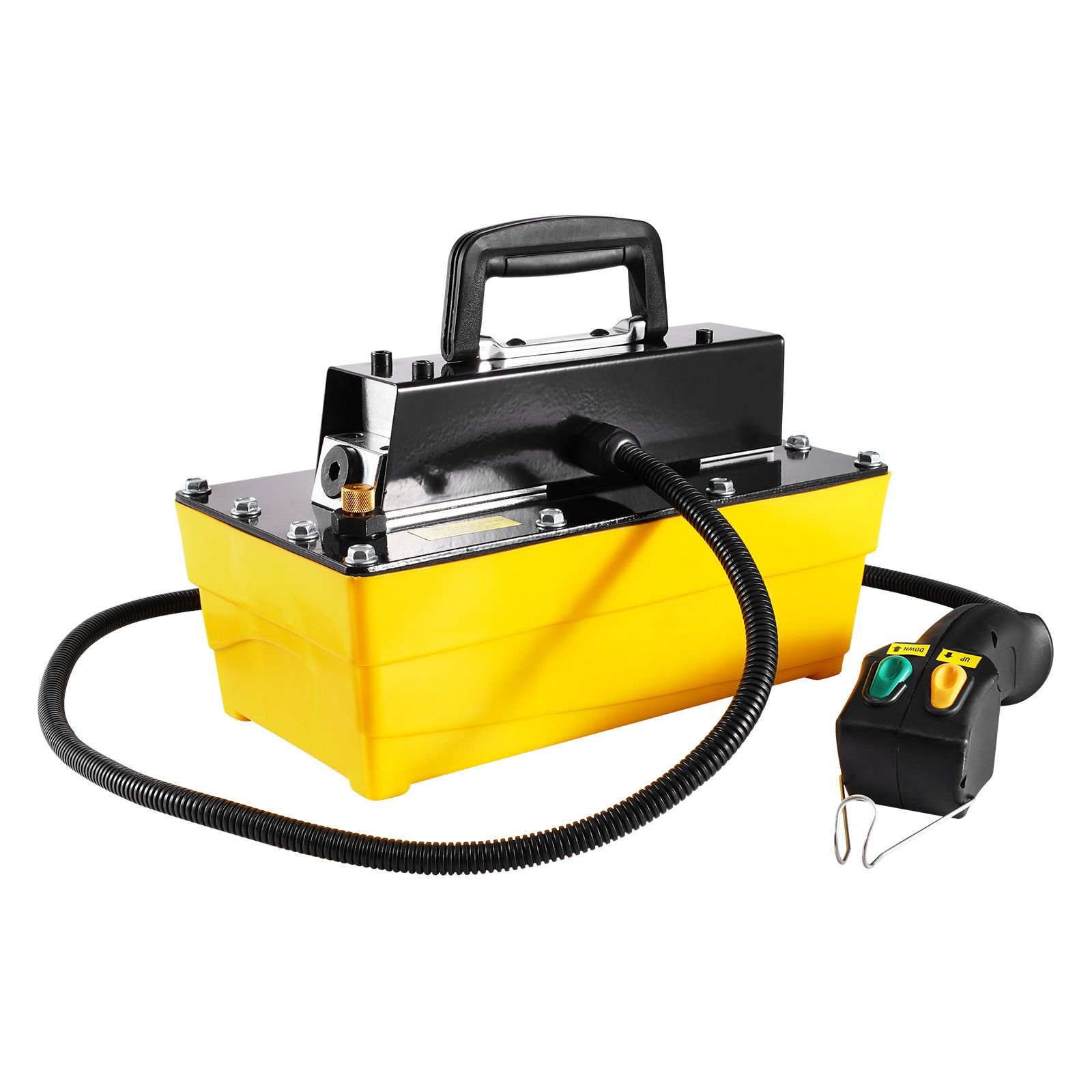 10,000psi air hydraulic pump, 0.61 gal reservoir, npt 3/8 in oil outlet, npt 1/4 in inlet, plastic air hydraulic pump with remote control actuator, for automobile frame machine & hydraulic press