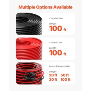 100ft solar panel extension cable 10awg waterproof pv 6mm² cable black
