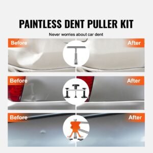 107 pcs dent removal kit, paintless dent repair kit with golden lifter, bridge puller, slide hammer t bar dent puller, suction cup dent puller for auto body dents, hail damage, door ding