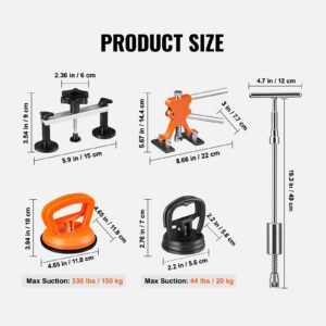 107 pcs dent removal kit, paintless dent repair kit with golden lifter, bridge puller, slide hammer t bar dent puller, suction cup dent puller for auto body dents, hail damage, door ding