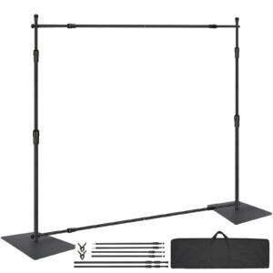 10ft x 10ft Pipe and Drape Kit, Heavy Duty Backdrop Stand with Carbon Steel Base, Adjustable Backdrop Support with 6 Clamps and A Carry Bag for Wedding, Party, Event, Photography, and Exhibition