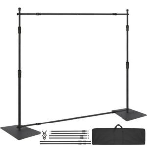 10ft x 10ft pipe and drape kit, heavy duty backdrop stand with carbon steel base, adjustable backdrop support with 6 clamps and a carry bag for wedding, party, event, photography, and exhibition