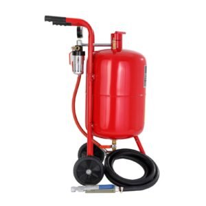 10gal/40l sandblaster equipped with nozzle shut off valve pressure gauge ceramic nozzle 2.5m hose filling funnel watertrap 6" rubber wheels grit power sand blasters portable sandblasting equipm