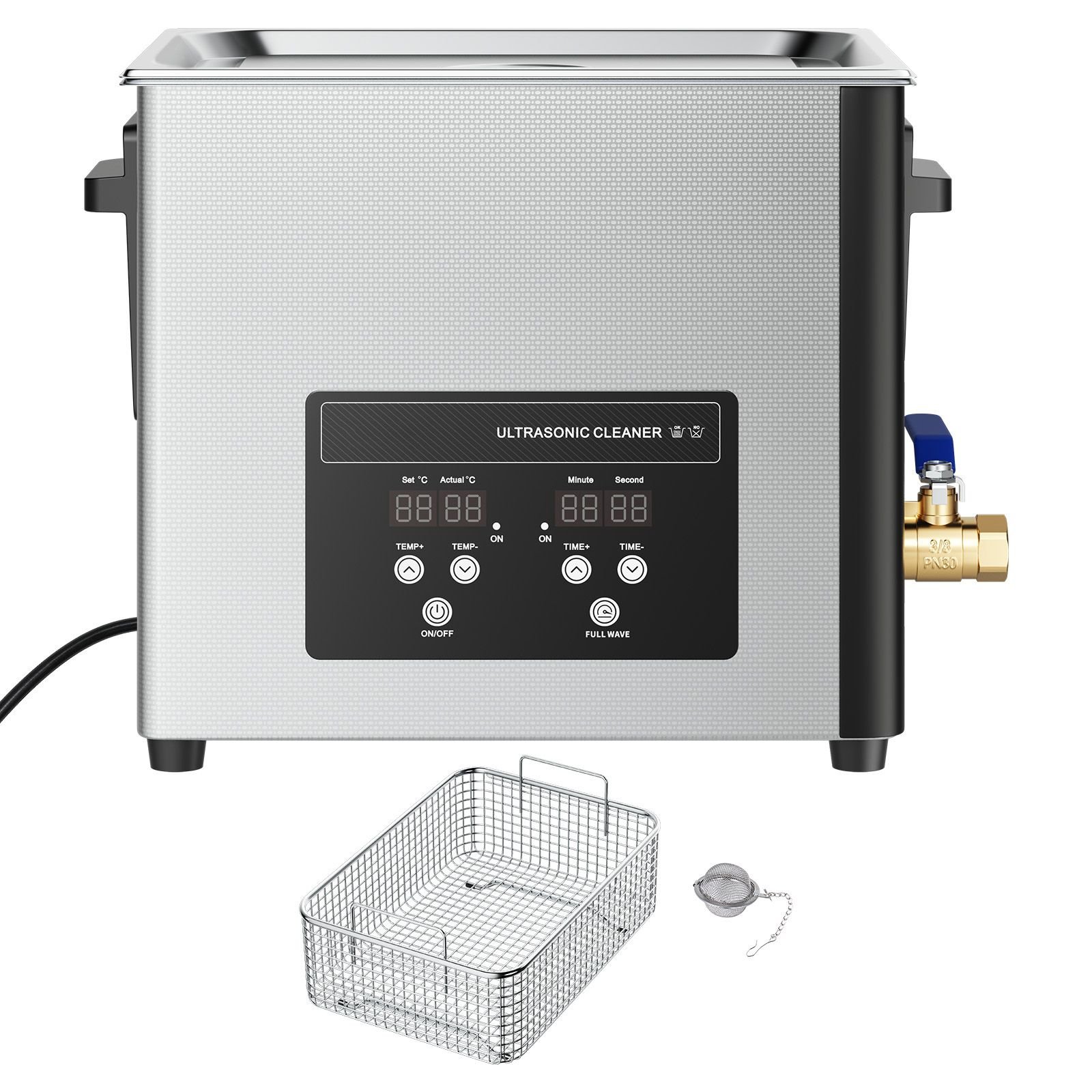 10l ultrasonic cleaner, professional ultrasonic cleaner machine with cleaning basket & digital display, 180w stainless steel 40khz cleaning machine for watches, razors, jewelry, coins, and more