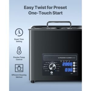 10l ultrasonic cleaner, professional ultrasonic cleaner machine with knob control, stainless steel cleaning machine with basket and cleaning ball, for watches, razors, jewelry, coins and more