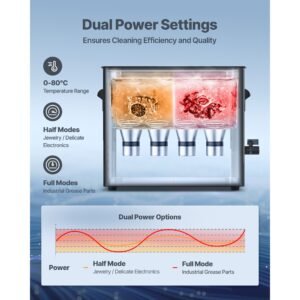 10l ultrasonic cleaner, professional ultrasonic cleaner machine with knob control, stainless steel cleaning machine with basket and cleaning ball, for watches, razors, jewelry, coins and more