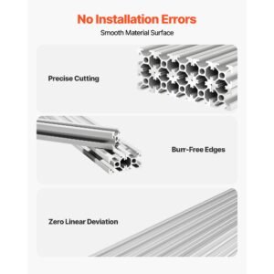 10pcs 2020 aluminum extrusion profile, 48 inch 1220 mm, t slot european standard anodized linear rail, high strength extruded aluminum rail, for 3d printer parts and cnc diy workbench, silver