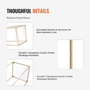 10pcs 31.5inch high wedding flower stand, with acrylic laminate,metal vase column geometric centerpiece stands, gold rectangular floral display rack for events reception, party decoration
