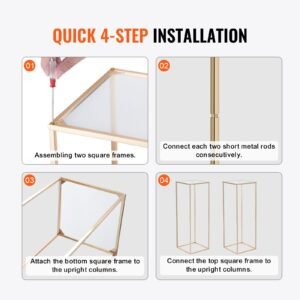 10pcs 31.5inch high wedding flower stand, with acrylic laminate,metal vase column geometric centerpiece stands, gold rectangular floral display rack for events reception, party decoration