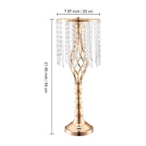 10pcs 55cm/21.65' tall crystal wedding flower stand, metal wedding centerpiece vase, gold flower holders floral display rack for tables wedding dinner party, ceremony birthday event decor