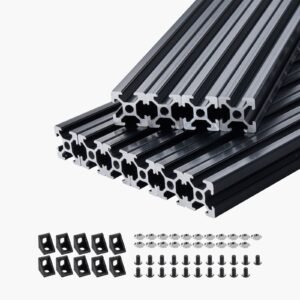 10PCS 59 in (1500 mm) T Slot 2020 Aluminum Extrusion Profile, European Standard Anodized Linear Rail, High-Strength Extruded Aluminum Rail for 3D Printer, CNC Machine DIY, Laser Engraving, Black