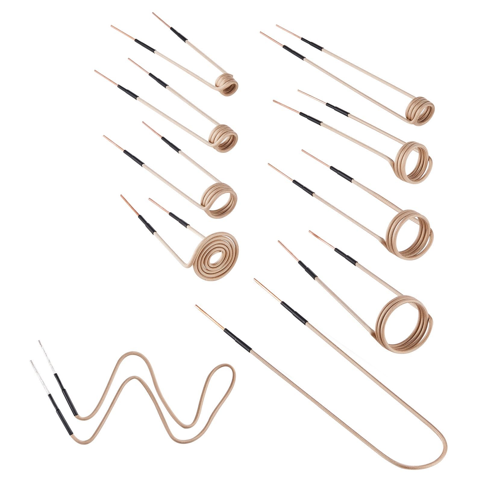 10pcs magnetic induction heater coil, inductor heat accessories, mini heater coil kit with flexibility and long lifespan, for removing rusty bolts and nuts, 8 coils + 1 u shaped + 1 free forming