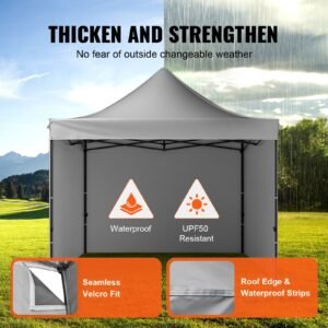 10x10 ft pop up canopy with removable sidewalls, instant canopies portable gazebo & wheeled bag, uv resistant waterproof, enclosed canopy tent for outdoor events, patio, backyard, party, camping