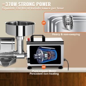 110v electric tomato strainer 370w commercial grade tomato milling machine stainless steel tomato press and strainer 90 160 kg/h pure copper motor food strainer and sauce maker