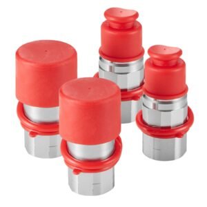 1/2" Flat Face Hydraulic Couplers, 1/2" NPT Skid Steer Hydraulic Quick Connect Couplers with 4 Dust Caps (ISO16028)