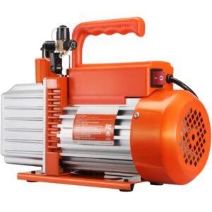 1/2 hp 2 stage rotary vane vacuum pump, 5 cfm, 115v air conditioning vacuum pump, 1/4" sae male 3/8" sae male 1/2" acme male inlet, for hvac repair, refrigeration maintenance, resin degassing