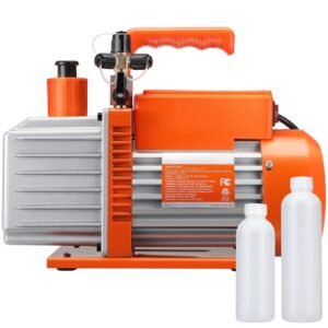 1/2 HP 2 Stage Rotary Vane Vacuum Pump, 5 CFM, 115V Air Conditioning Vacuum Pump, 1/4" SAE Male 3/8" SAE Male 1/2" ACME Male Inlet, for HVAC Repair, Refrigeration Maintenance, Resin Degassing