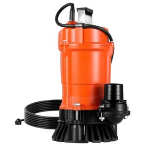 1/2 hp submersible trash pump, 2000 gph, 120v cast iron submersible sump sewage pump with 2 in discharge, 39 ft max lift, drain dirty clean water, for pools, garden, pond, basement, flooded area