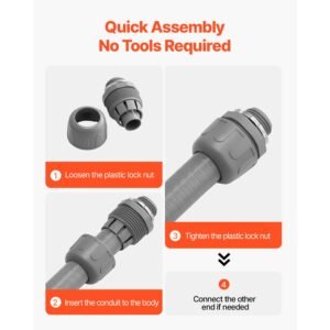 1/2 in 100 pcs liquid tight connector non metallic conduit fitting connector
