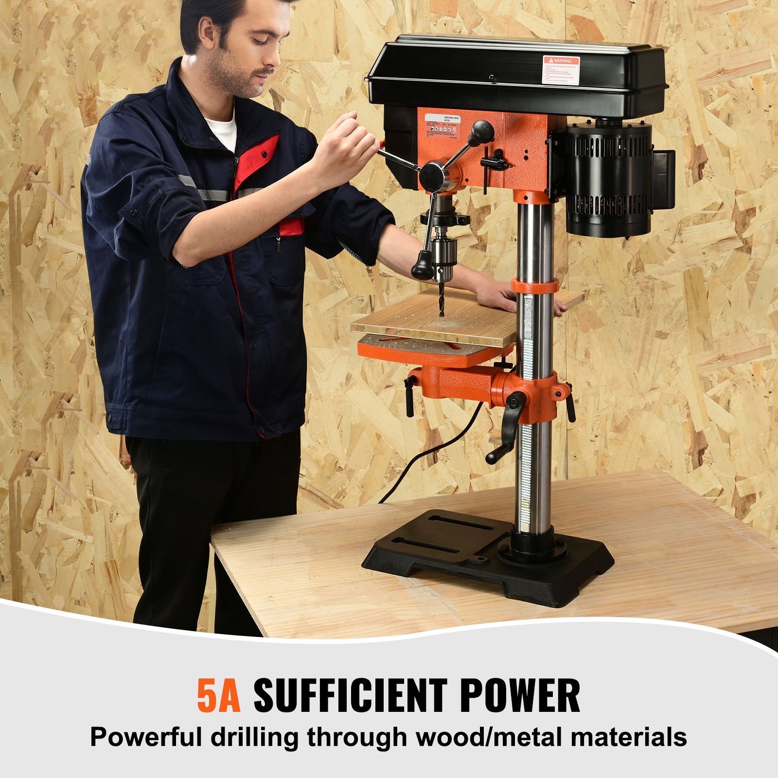 12 in benchtop drill press, 5 amp 120v, variable speed cast iron bench drill press, 12 in swing distance 0 45° tiltling worktable with laser work light, tabletop drilling machine for wood metal