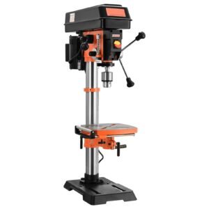 12 in benchtop drill press, 5 amp 120v, variable speed cast iron bench drill press, 12 in swing distance 0 45° tiltling worktable with laser work light, tabletop drilling machine for wood metal