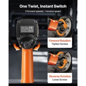 1/2 inch air impact wrench, up to 738 ft lbs nut busting torque, stubby size & lightweight pneumatic impact gun for auto repairs and maintenance